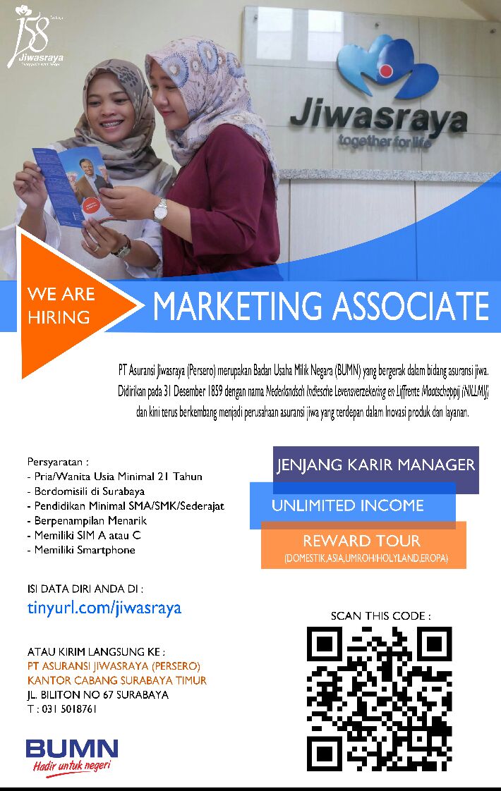 Loker Pt Asuransi Jiwasraya Surabaya Marketing Associate Maret 2018